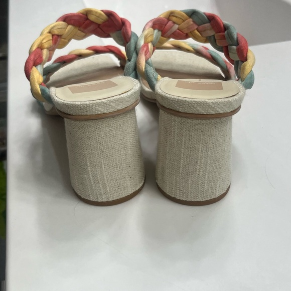 Dolce Vita Paily Coral Multi Stella Suede Slip On Squared Toe Heeled Sandals - Picture 5 of 5